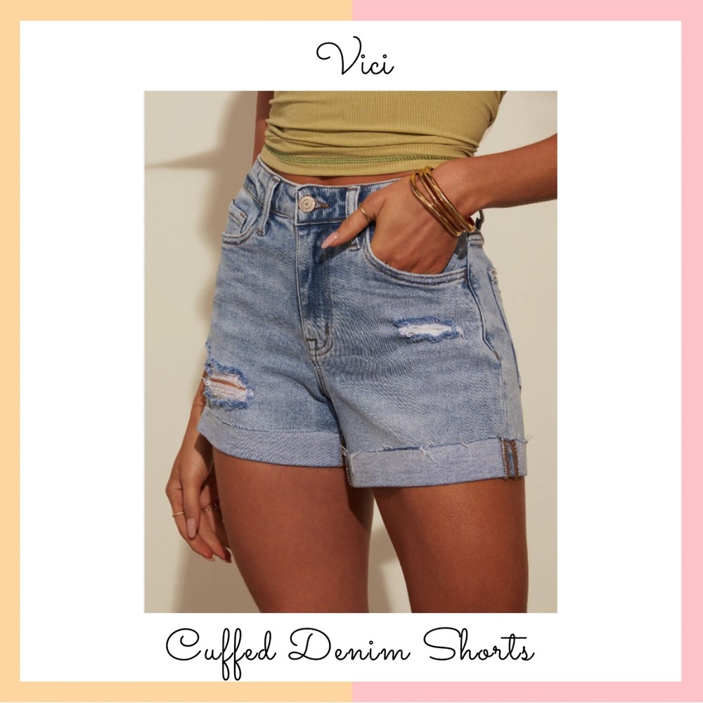 Vici Cuffed Distressed Denim Shorts